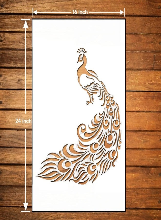 ARandNJ مجموعة قوالب ARandNJ للرسم على الجدران (عبوة واحدة، المقاس: 16 × 24 بوصة) - تصميم طاووس قابل لإعادة الاستخدام، مناسب لتزيين جدران المنزل - Image 2